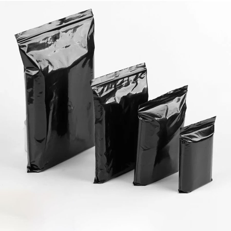 Bolsas de UDS a prueba de luz, bolsas de almacenamiento de sellado de bolsas de plástico, embalaje de ropa, de polietileno con Ziplock, opaco, negro, 100 joyas y comida