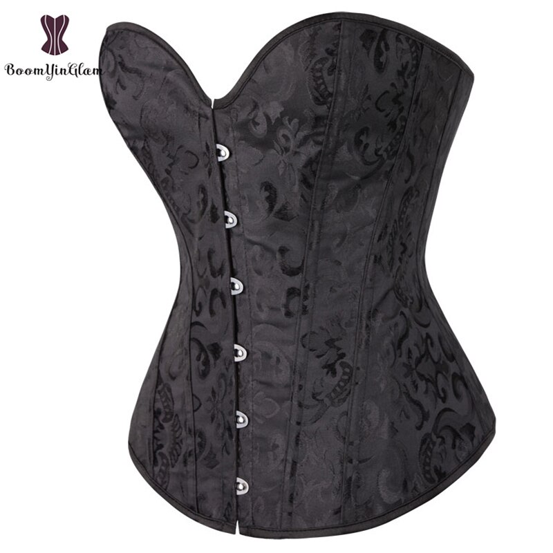 Corset de mariage en dentelle désossée, couleur unie, noir et blanc, sous-vêtement en Brocade Jacquard, pour sculpter le corps