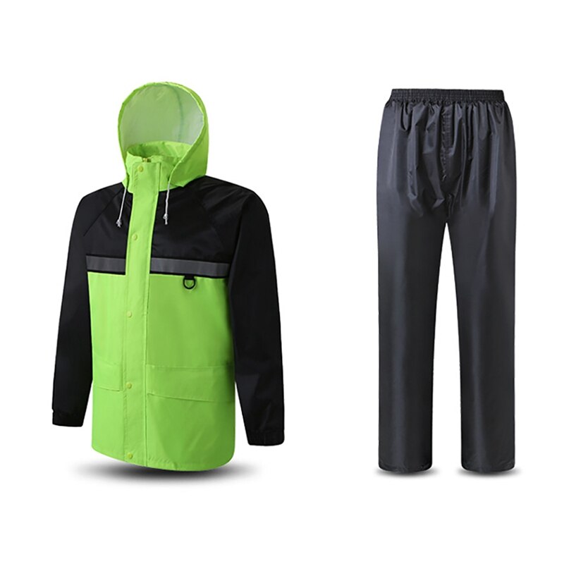Reflective Rain Suit Hooded Long Sleeve Jacket Pants Kit High Visibility Traffic Safety Warning Raincoat Rainwear Suit