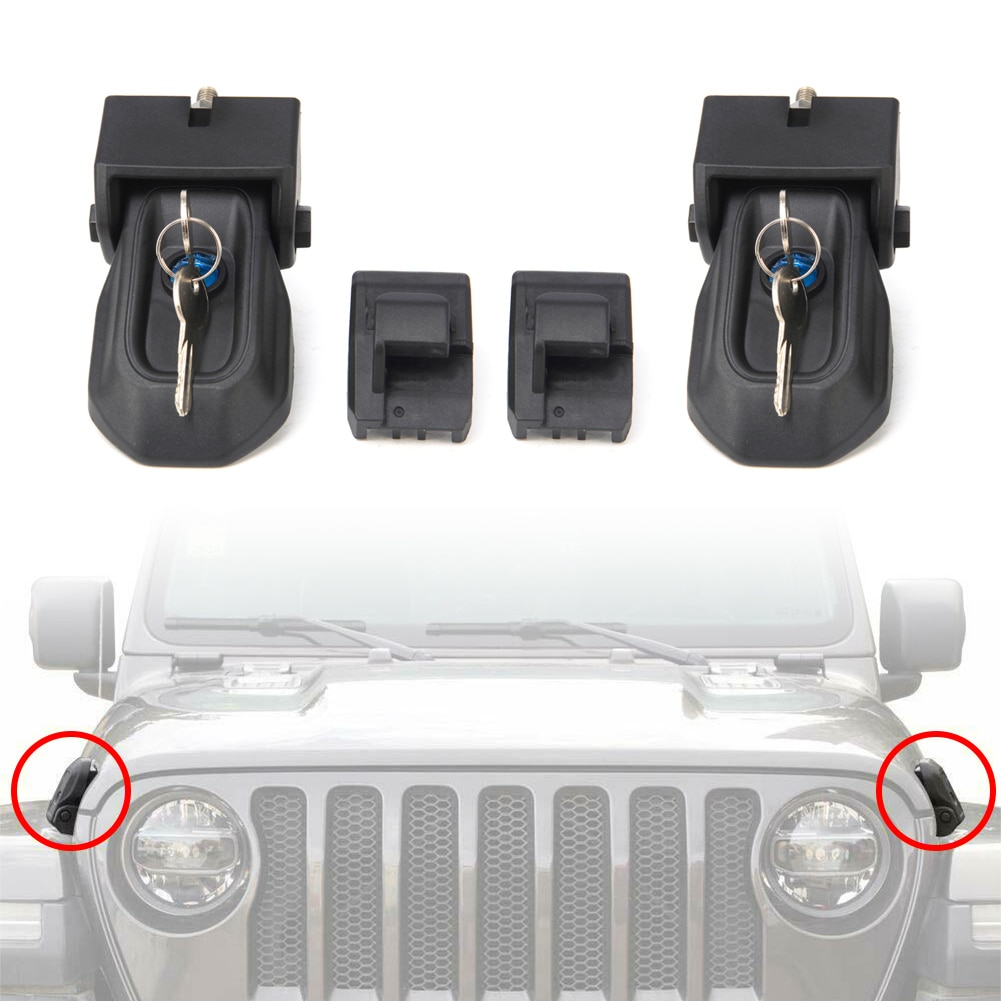 Car Hood Latches and Anti-Theft Hood Catch Lock Kits With Key For Jeep wrangler JL