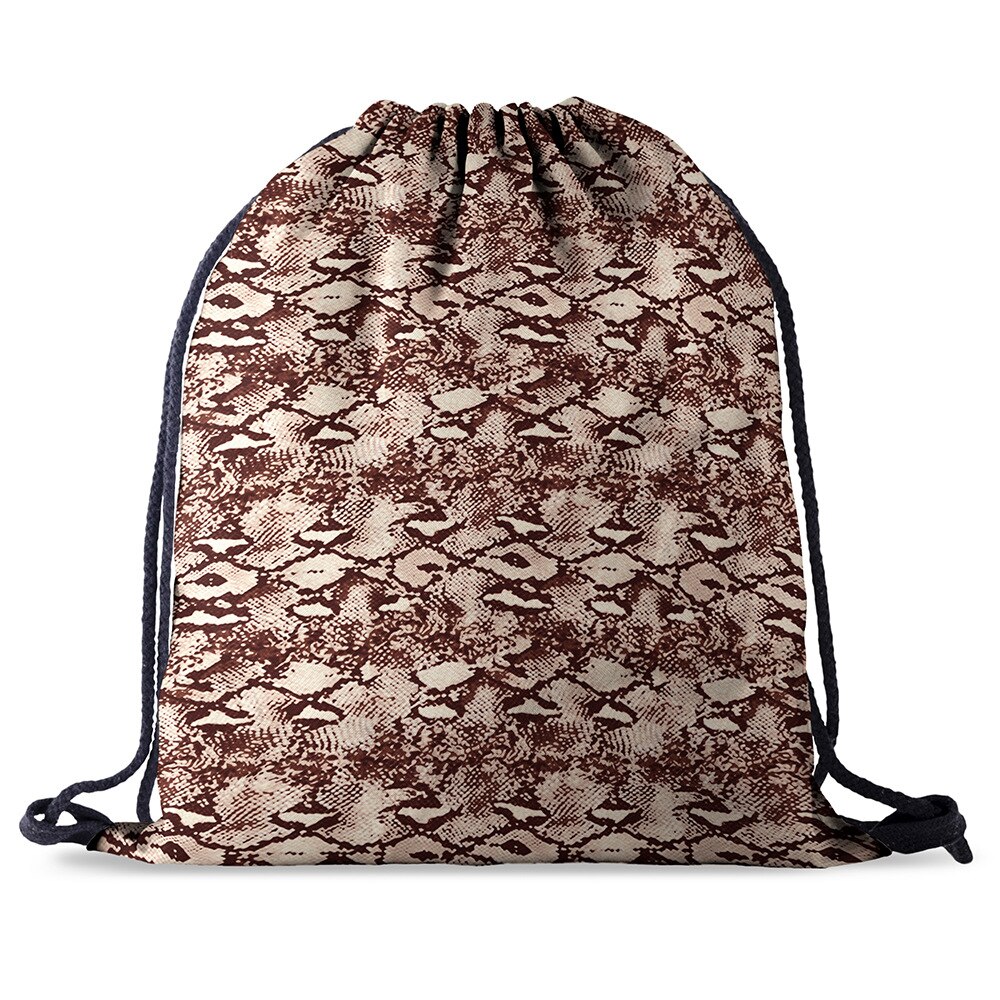 Bundel zak touw tas print slangenhuid patroon trekkoord rugzak dames heren dagelijks casual meisjes mochila knapzak vrouwelijk: Bpa 602775