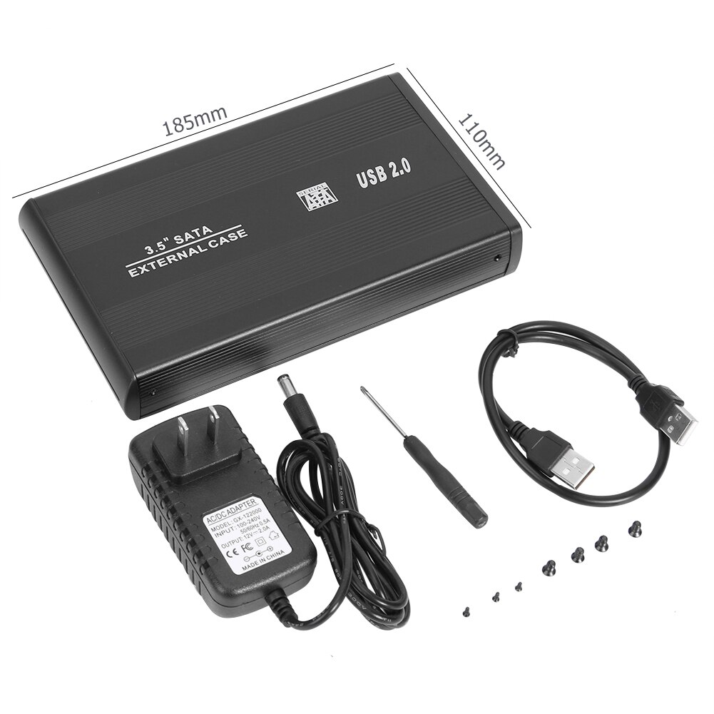 Unidade de disco rígido de 3.5 polegadas, sata para usb3.0 adaptador hdd externo de alta velocidade 5gbps sata para usb3.0 caso gabinete hdd: US plug USB 2.0