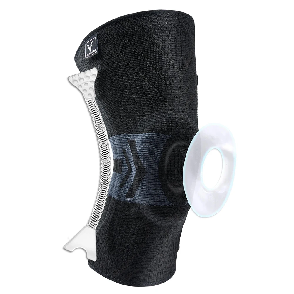 Latest Knee Support for Men Pressurized Elastic Knee Brace with Silicone Spring Basketball Volleyball Knee Pads: L / black