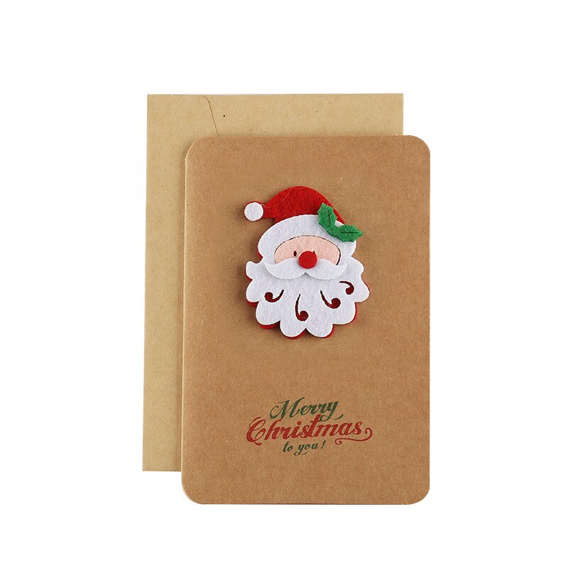 Vintage Kraft Paper Christmas Card Handmade Three-dimensional Blessing Thanksgiving Christmas Blessing Card with Envelope: SMT000035-3
