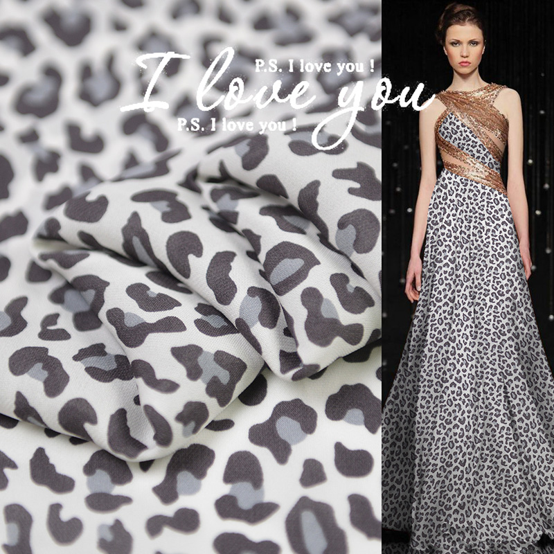 Black and white leopard print silk double Joe 100% silk fabric silk dress shirt fabric soft comfortable