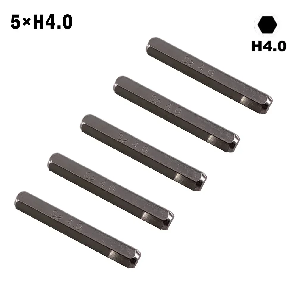 5pcs Hex Shank Screwdriver Bit H4×28mm Small H0.7 H0.9 H1.5 H2 H3 H4 Screwdriver Head 4mm For Hand Repair Tool: Brown