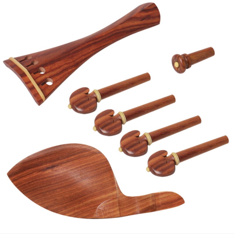 4/4 Violin Kit Full Size Violin Accessories Rosewood Violin Peg Tailpiece Chin Rest End Pin (4/4)