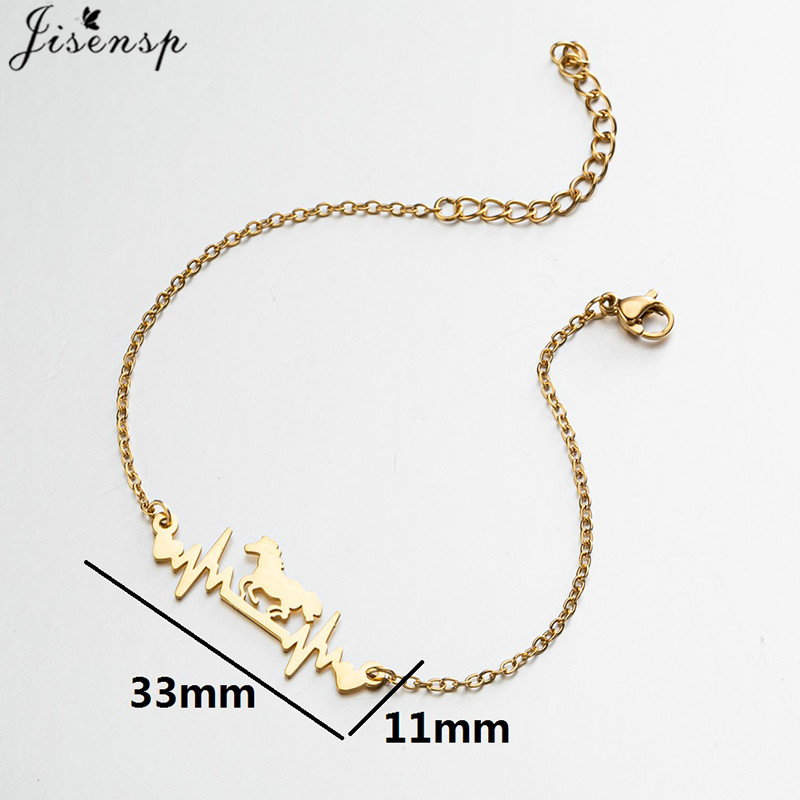 Bransoletki ze stali nierdzewnej bicie serca błyskawica koń wisiorek łańcuszki moda uroki bransoletka dla kobiet biżuteria impreza dziewczyny prezenty: Tłoczona na gorąco