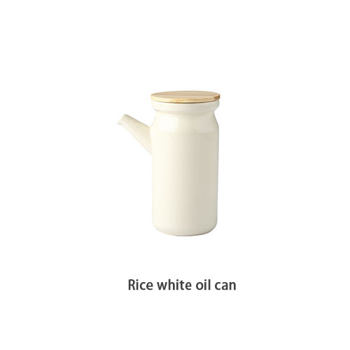 Ceramic Spice Rack Salt Shaker And Pepper Shaker Oil Bottle Set Kitchen Household Supplies For Spices Storage Jar With Cover: Rice white A