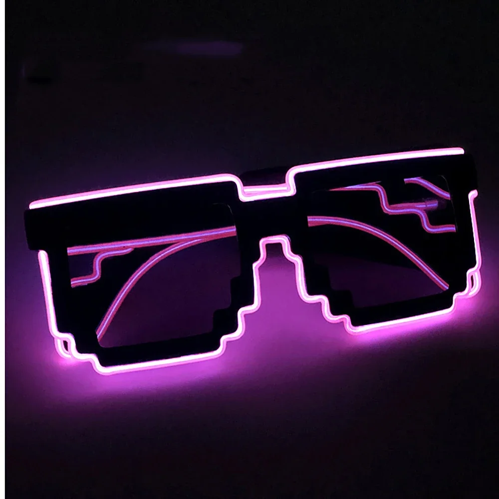 Óculos com iluminação LED sem fio, óculos de néon que brilham no escuro para festa rave, EDM