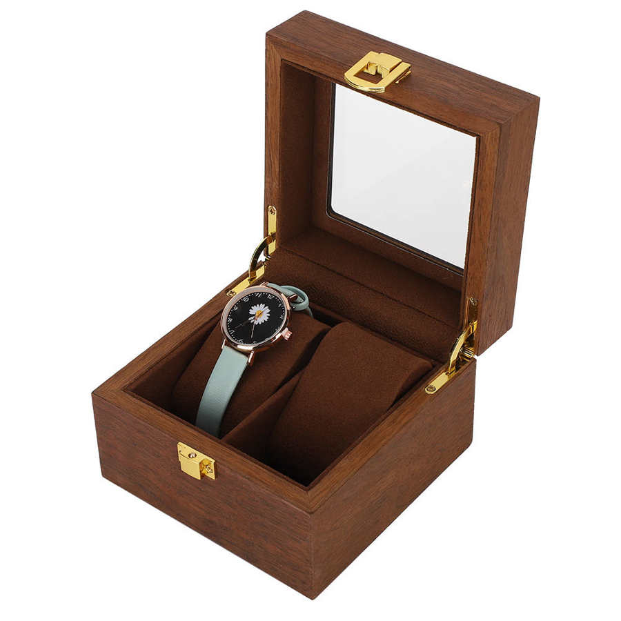 Horloge Doos Voor 2 Horloges Klassieke Houten Horloge Case Horloge Geval Met Glazen Deksel Verwijderbare Horloge Kussens Horloge Case Horloge case Horloge