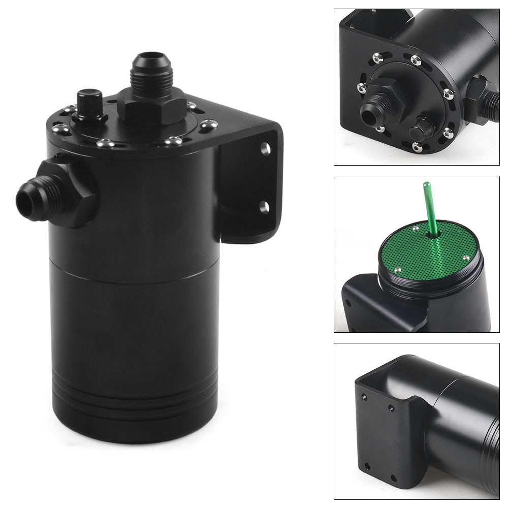600ML Aluminum Baffled Car Oil Catch Can Tank Separator Reservoir Oil Catch Tank With AN10 Adapters