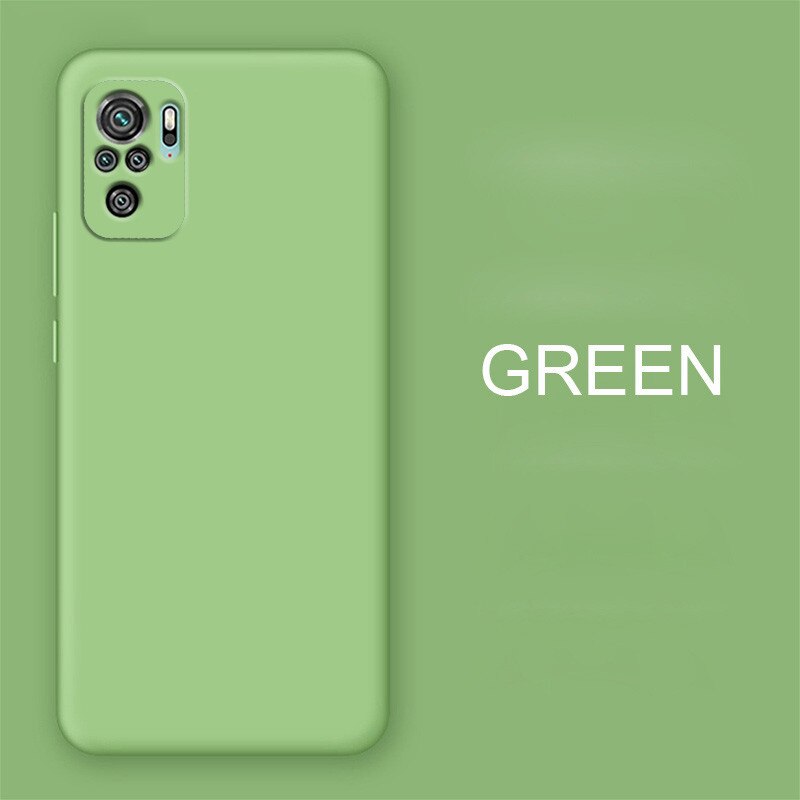 Funda de silicona líquida estuche para Xiaomi Redmi note 10 Pro note10 Pro funda de protección para Redmi note 10 Pro note10 carcasa cámara completa, suave: Redmi note 10 (4G) / macha green