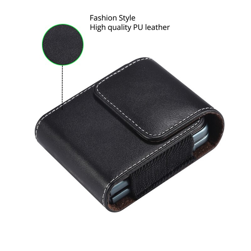 Leather Phone Pouch For Samsung Z Flip 3 2 1 SM-F7110 F7070 Belt Clip Holster Cloth Phone Case For Motorola Razr 5g Waist Bag