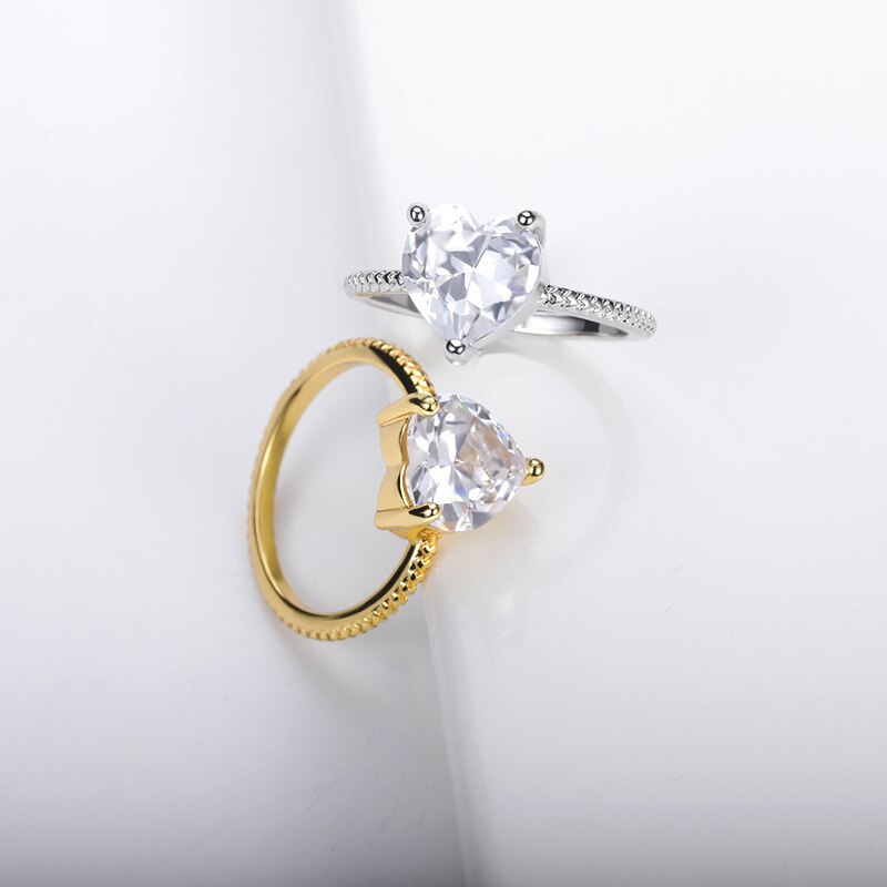 Romantische frauen Herz Ringe Luxus Herz-förmigen Zirkonia Vorschlag Engagement Ring Für Freundin ErkläSprosse Schmuck Neue