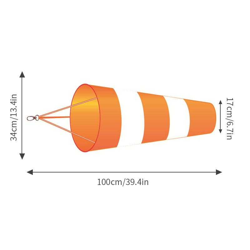 Manchon à vent extérieur 60/80/100cm, mesure de la Direction du vent, ceinture réfléchissante, girouette anti-déchirure pour aéroport, Aviation, jardin, ferme: Orange