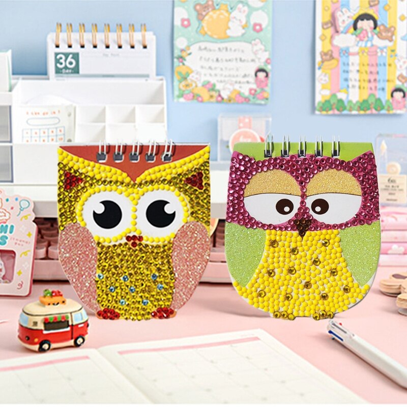 6 Pcs/Set DIY Diamond Painting Notebook Owl Shaped Diamond Art Kits Embroidery Cross Stitch Journal Diary Book Children