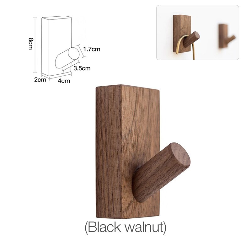 1 stk massivt træ håndklæde knage væg dekorative kroge håndklædeholder single organizer bøjler multifunktionelle kroge