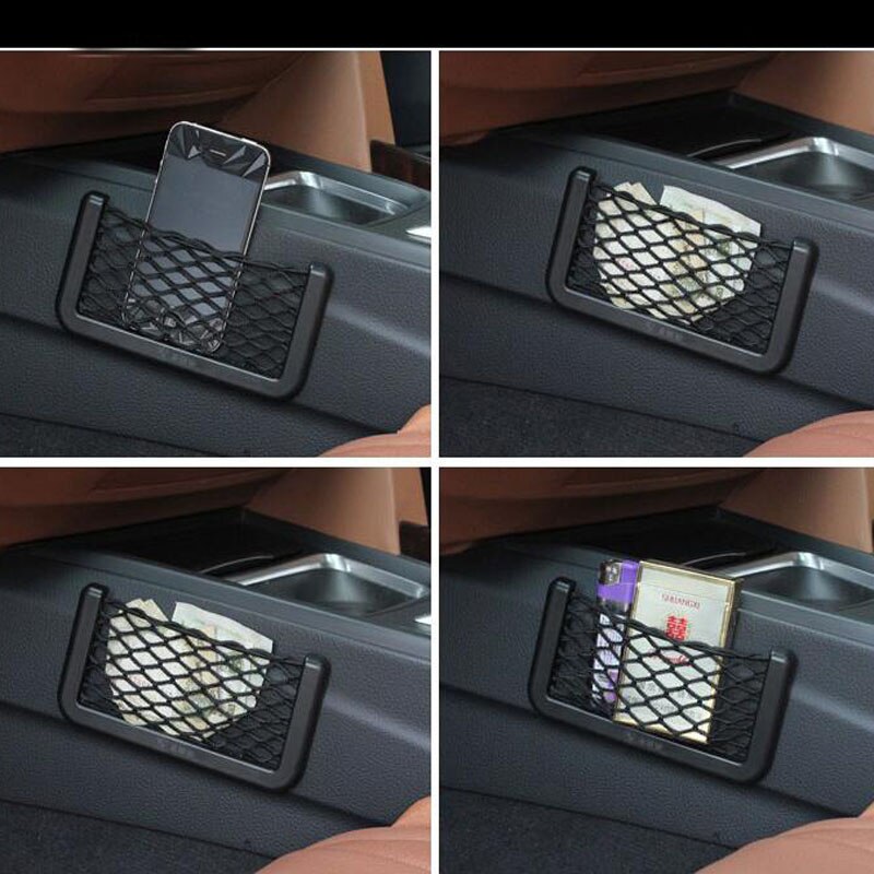 Rede lateral universal para guardar celulares, suporte para celulares organizador de bolsos autoadesivo acessórios para automóveis