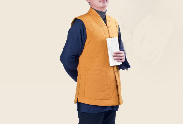 Trajes de monje shaolin cálidos unisex, ropa de kung fu, chaleco de Meditación Budista, abrigo zen, trajes de monjes, uniformes de invierno, gris/amarillo