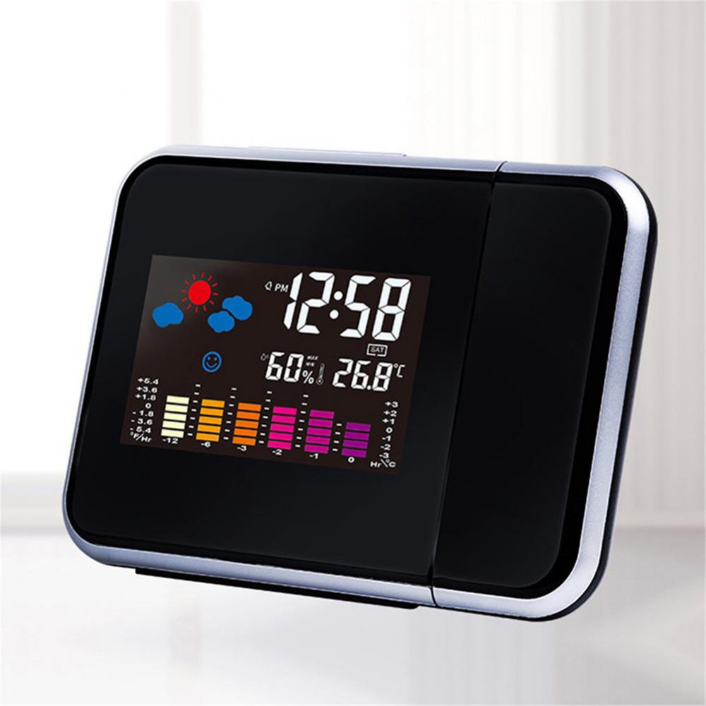 LED Color Screen LED Digital Alarm Clock Backlight Weather Projection Desktop Alarm Clock Home Office LED Desktop Digital Clock