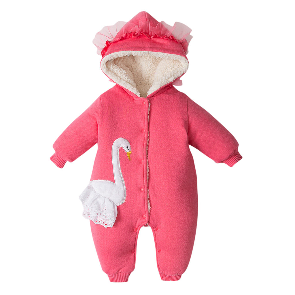 SAGACE Zipper Jacket Coat Snowsuits For Babies Winter Thick Clothes Toddler Baby Kids Baby Girl Jackets Girls Outerwear Coats: Hot Pink / 12M