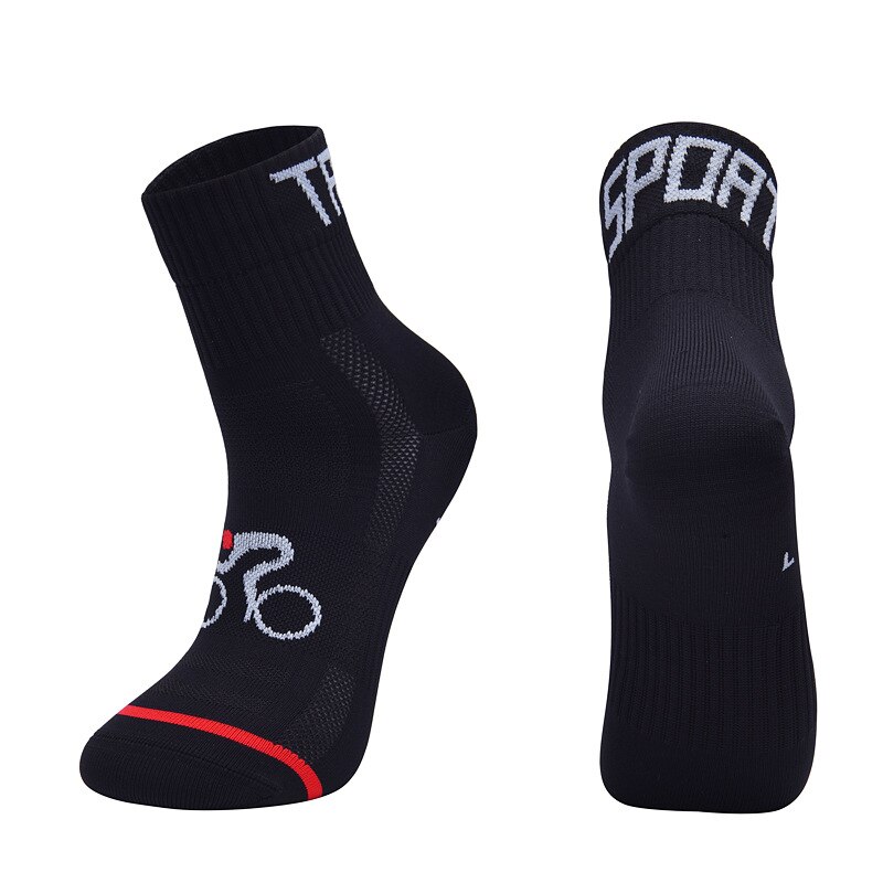 Men Women Cycling Sock Breathable Outdoor Basketball Socks Protect Feet Wicking Bike Running Football Sport Socks: Black / L 39-42