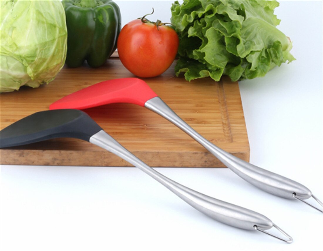 cibo grado silicone Spatola in Acciaio Inox Maniglia tornitore non-bastone Pieghevole Pesce pancake Pala Spatola Strumenti di Cottura