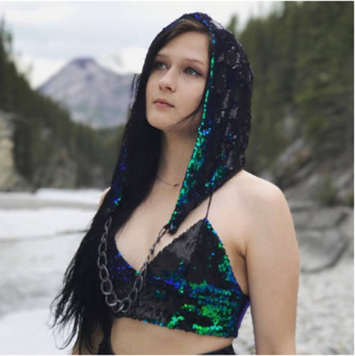 Kvinner havfrue paljetter lue hette skinnende klubbfest halloween hofte-hopp lue caps: En