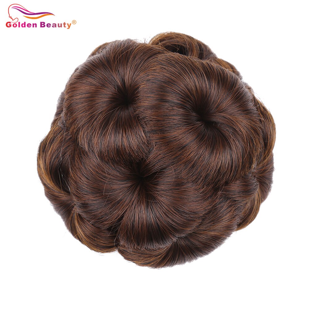 Curly Synthetic Hair Chignon Clip In Hairpiece Extensions with Plastic Combs Elastic Hair Bun Bride Wedding Updo Golden Beauty
