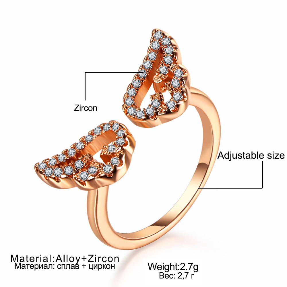 Zn Engelenvleugels Ring Voor Vrouwen Verstelbare Engagement Wedding Promise Romantische Dames Ringen Sieraden