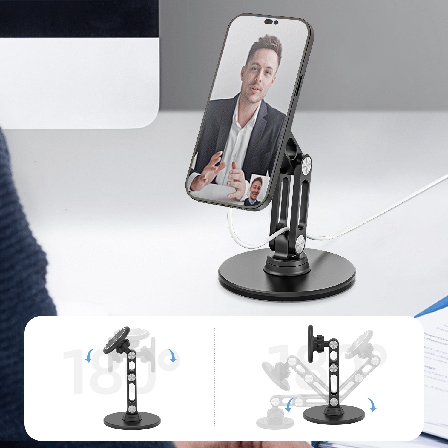 Artpowers Support de support de téléphone magnétique avec chargement sans fil téléphone portable Smartphone téléphone Support de téléphone portable pour iPhone