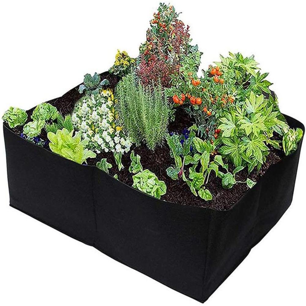4-Hole Rectangular Container Planting Bag Grow Bag Fabric Garden Plant Bed Vegetable Plante Seedling Planter Potted Plant Bag
