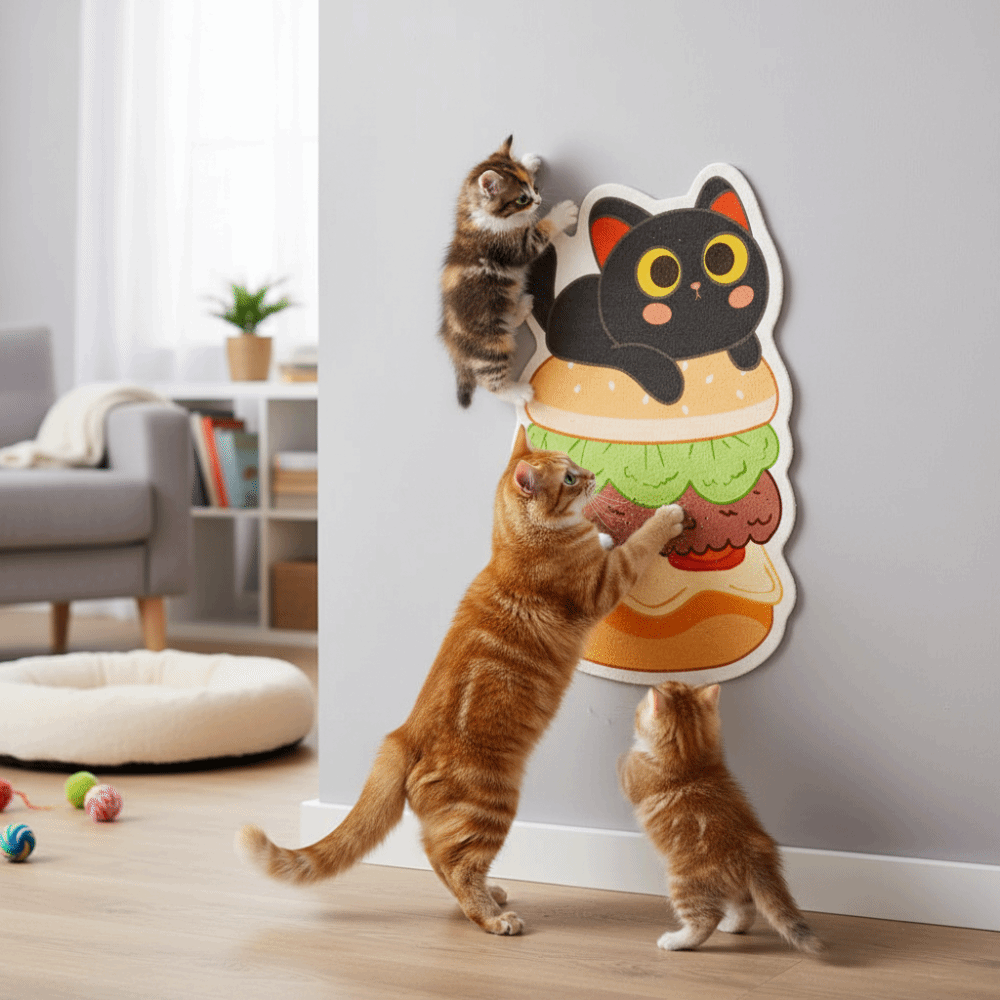Vertical Cat Scratch Sticker Self-adhesive Cartoon Cat Climbing Mat Christmas Theme Scratch-resistant Cat Scratch Pet Supplies