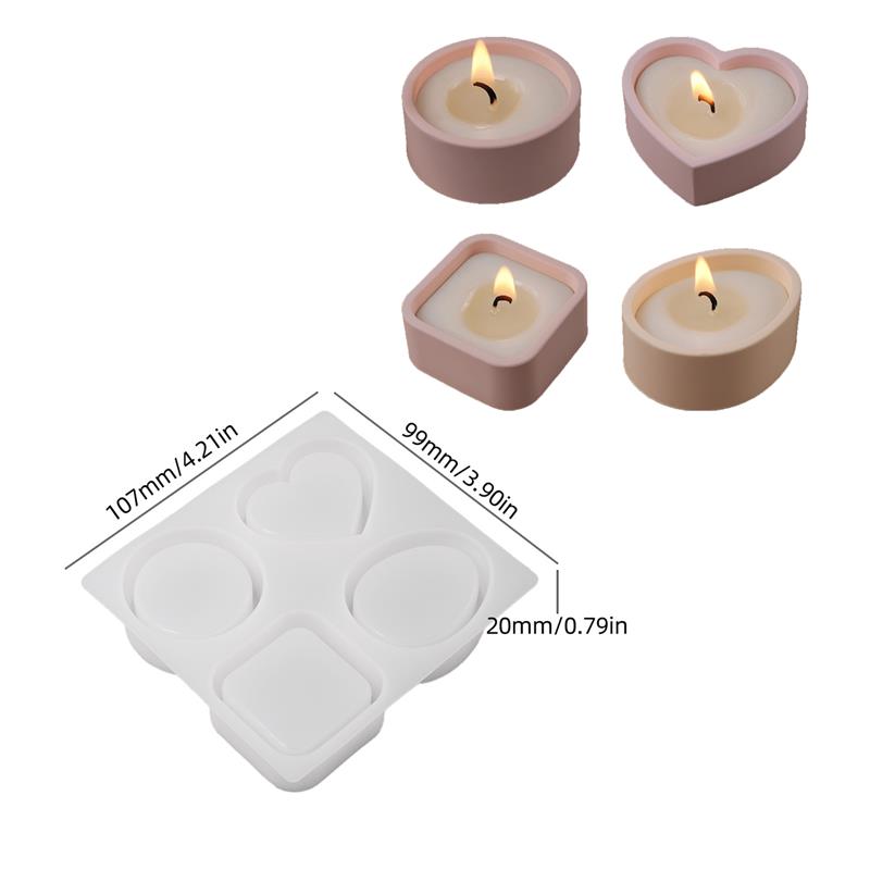 Kandelaar siliconen mal kandelaar liefde paddestoel ornament voor kaars opslag mini gips spiegel siliconen mal: Light Grey