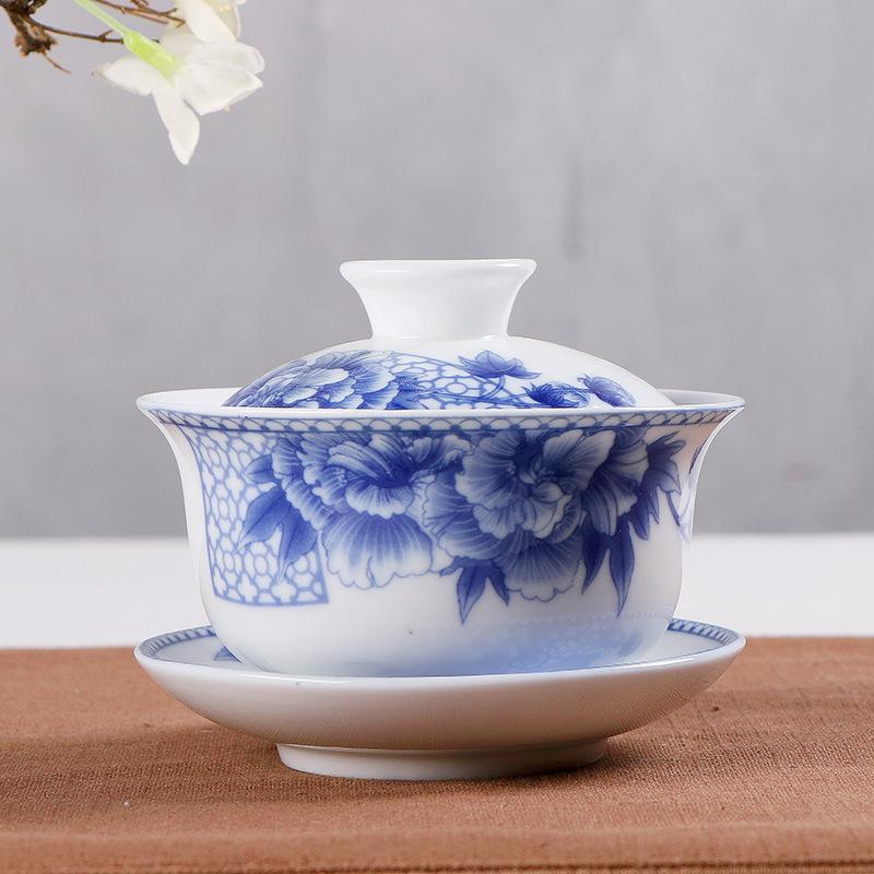 1 stk 150ml keramik gaiwan te terrin kinesisk stil porcelæn grydesæt rejse kedel håndmalet tekopper te tilbehør: 1