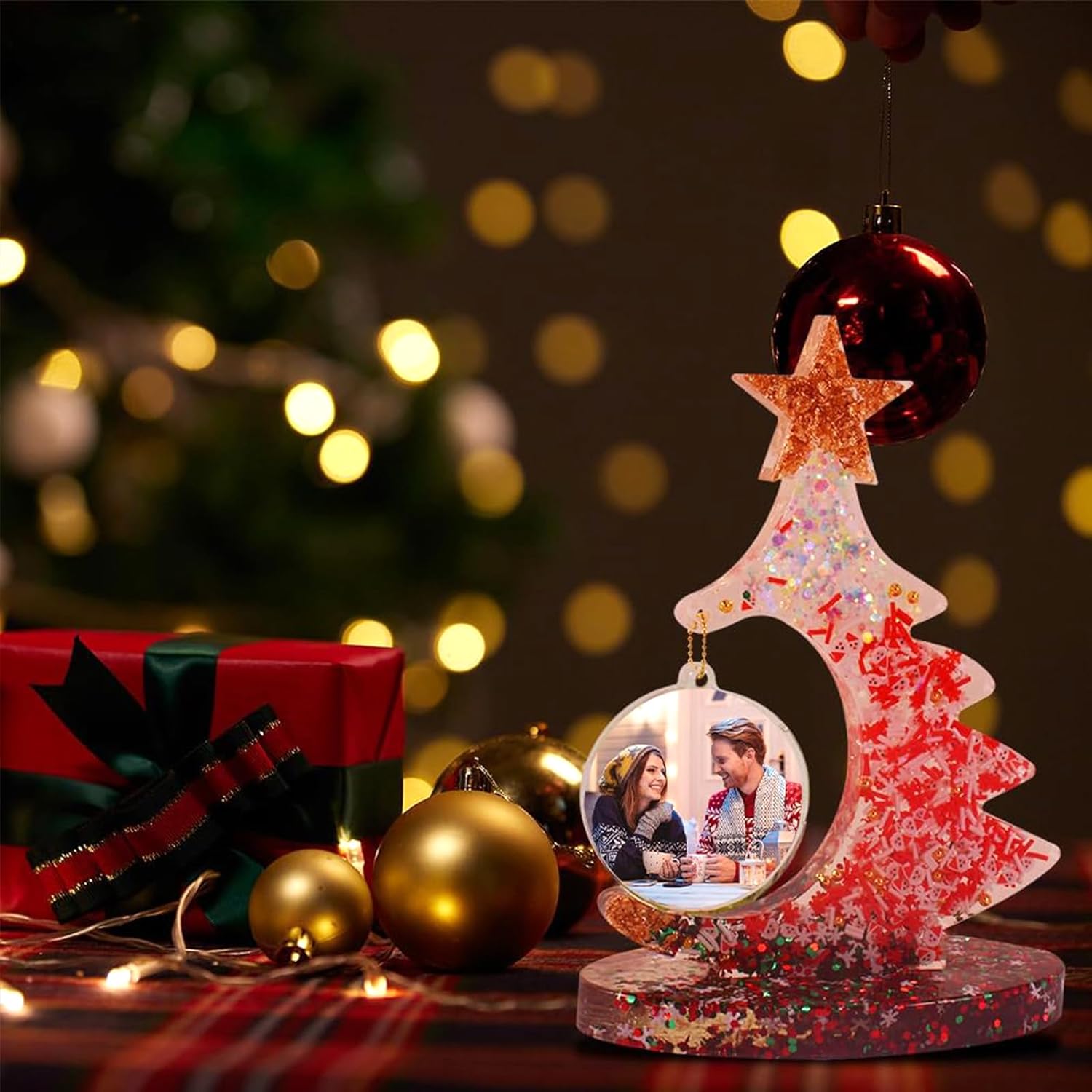 DIY Kristall Epoxidharz bilden für Weihnachtsbaum Fotorahmen Silikonform