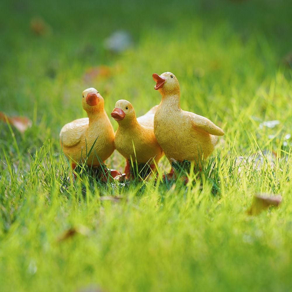 Garden Decor Resin Three Ducks Statue Decorative Cute Ducks Sculpture Cartoon Desktop Ornament
