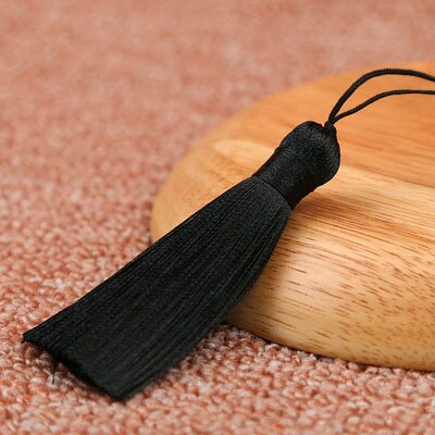 2 stücke 8cm Polyester Seide Quaste Pinsel Anhänger Ohrring Charme Satin Quaste DIY Schmuck Machen Hochzeit Wohnkultur zugriffs: Black