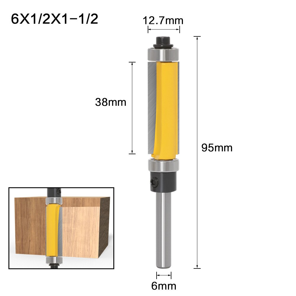 Cortador rotatorio de metales de vástago de 1/4 ", 6,35 MM y 6MM, doble rodamiento, cortador de recorte, broca para ranuradora recta de doble filo, 1 ud.