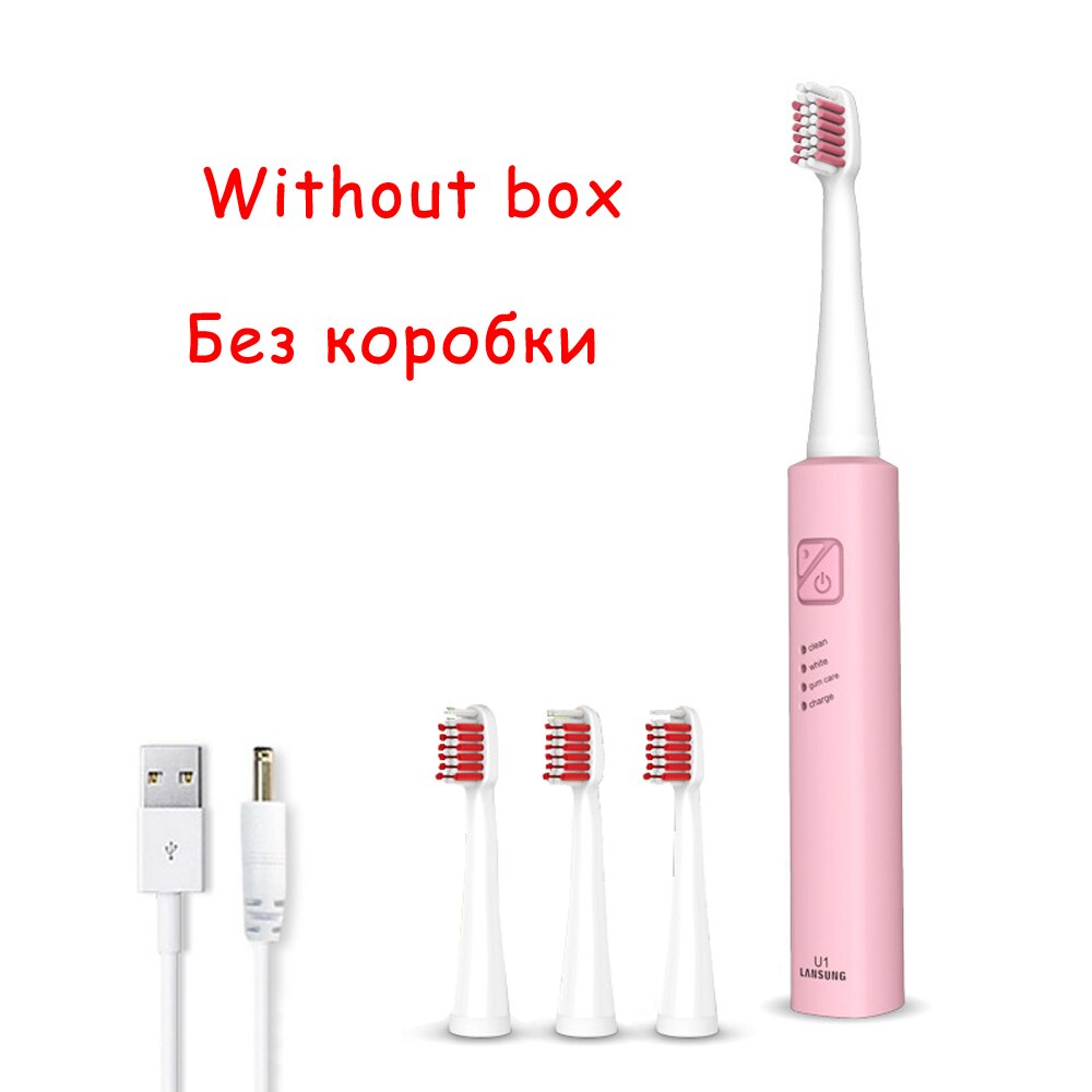 Electric Toothbrush Ultrasonic Rechargeable Toothbrush LANSUNG U1 Sonic Tooth Brush Adult Child Kids IPX7 Electric Toothbrush: Full pink no box