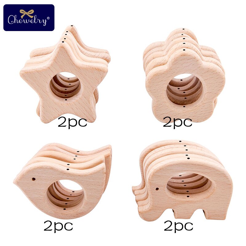 8pz Del bambino Di Legno Animale Massaggiagengive con Fori di Faggio Roditore Ciuccio Catena Pendente Della Collana BPA libero Dentizione Giocattoli FAI DA TE per I neonati: C