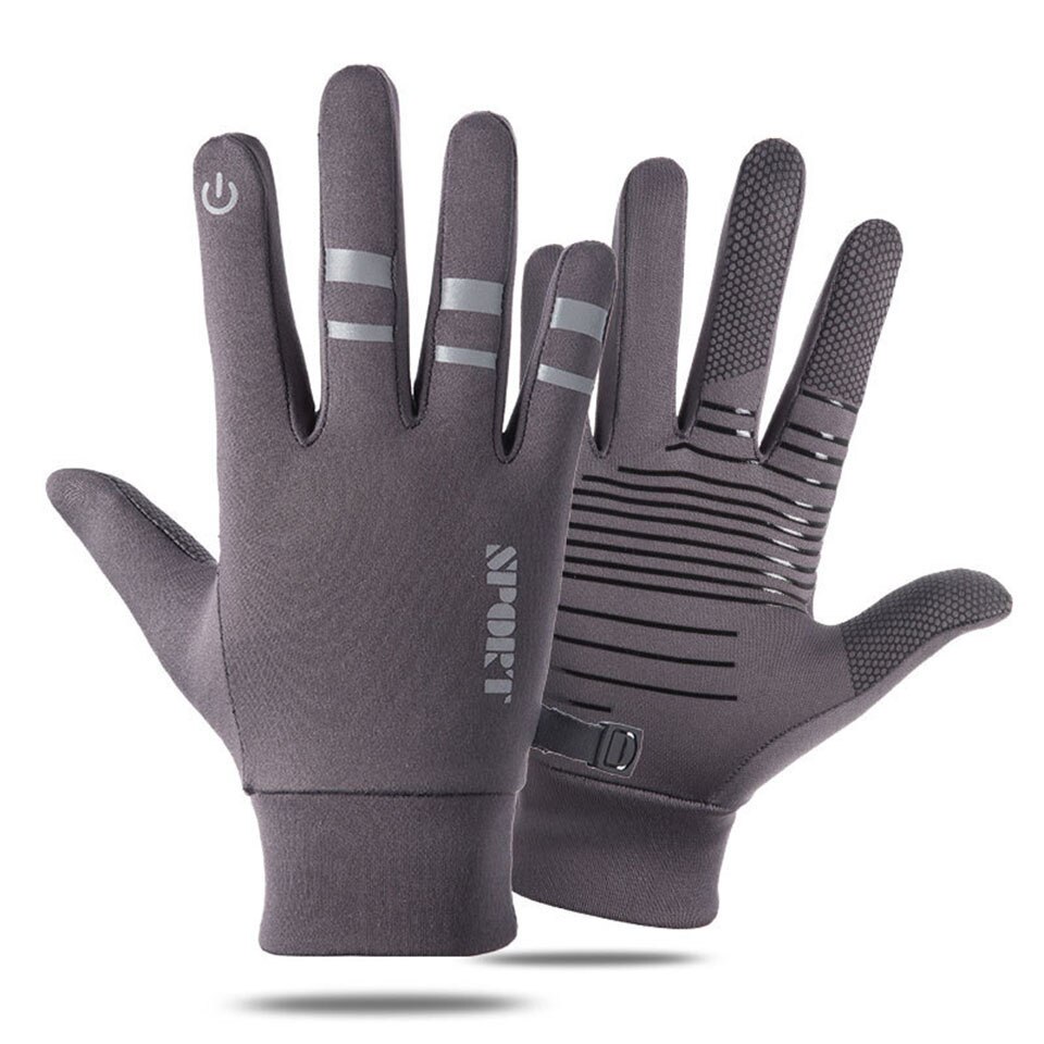 Vinter udendørs sports kører handske varm berøringsskærm gym fitness fuld finger handsker til mænd kvinder strikkede magiske handsker: Grå / Xl
