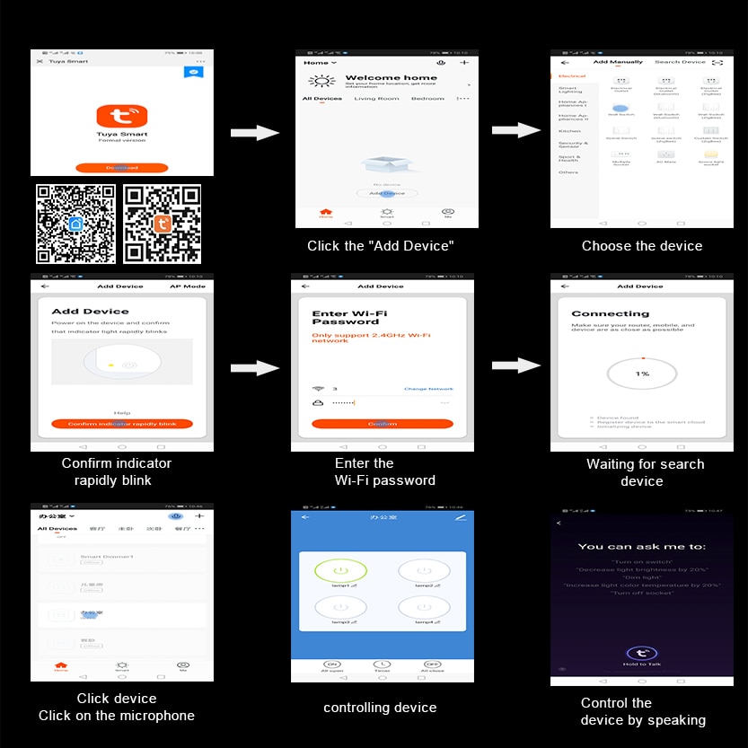 1 2 3 4 Gang 2 way WiFi touch switch AC 85v 220v wall Light Switch,US Standard wireless smart home switch