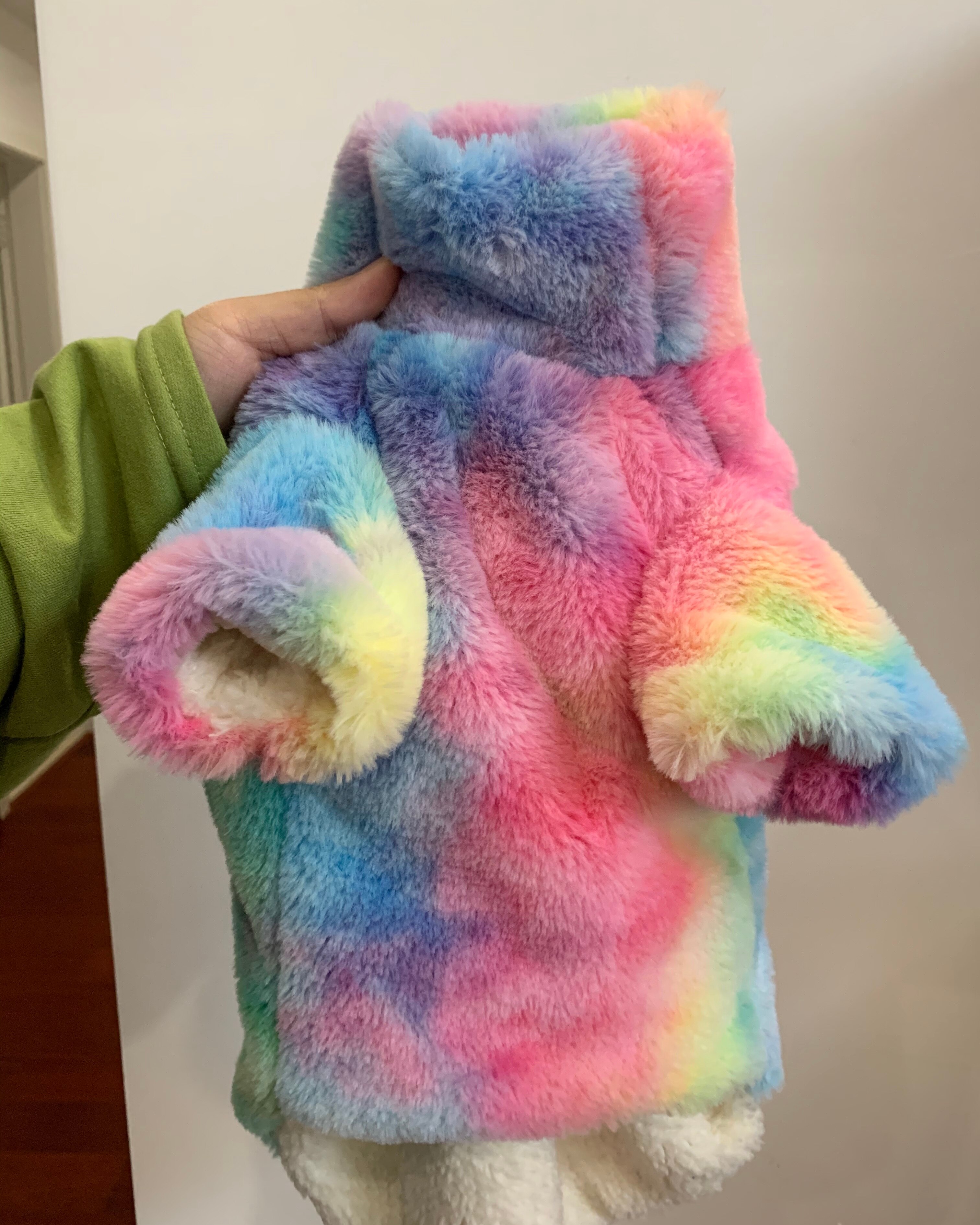 Sphinx Devon Kurze Füße Haarlosen Katze Kleidung Kleidung Winter Verdickung Warme Pelz Regenbogen Dicken Mantel Plüsch: with Sleeves / M