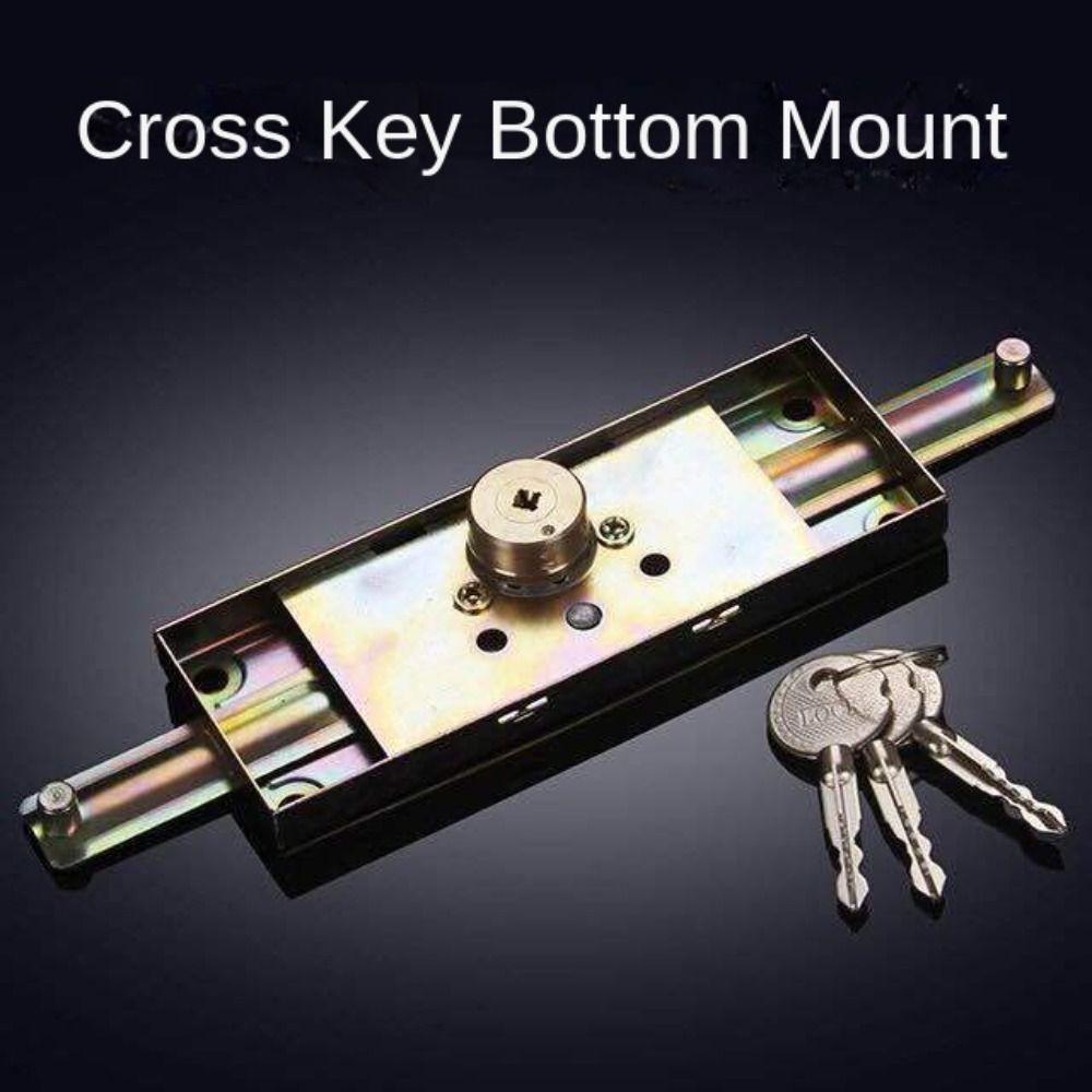 Alloy Roller Shutter Door Lock with Key Middle Bottom Roll Gate Lock Cross Shaped Thicken Anti-theft Locks Garage: Silver