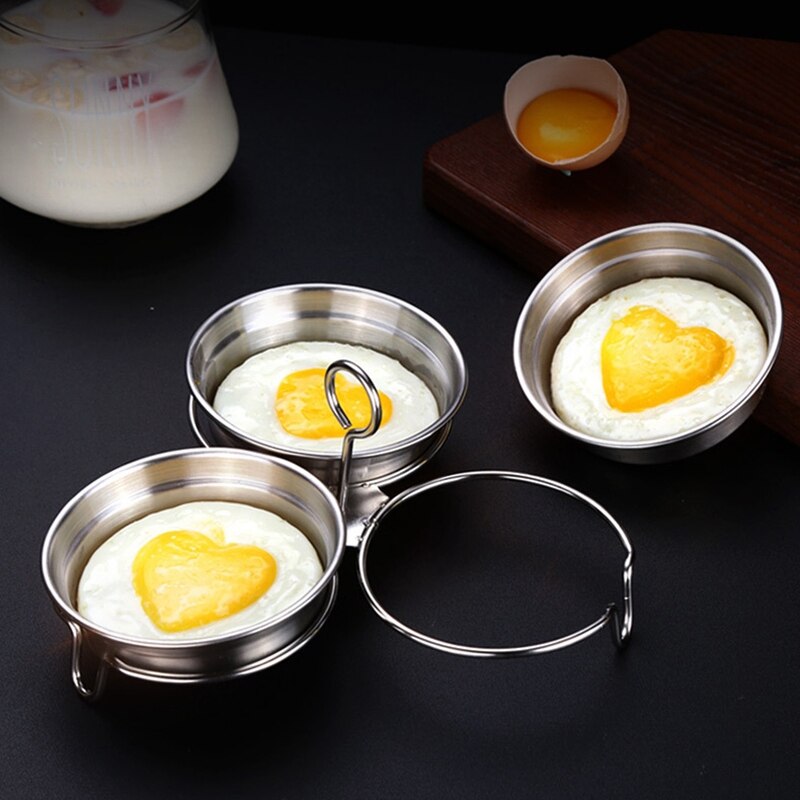 Ssgp Roestvrij Staal Ei Ketels Hart Vorm Non-stick Ei Fornuis Gepocheerde Baking Mold Keuken Tool Pancake Maker