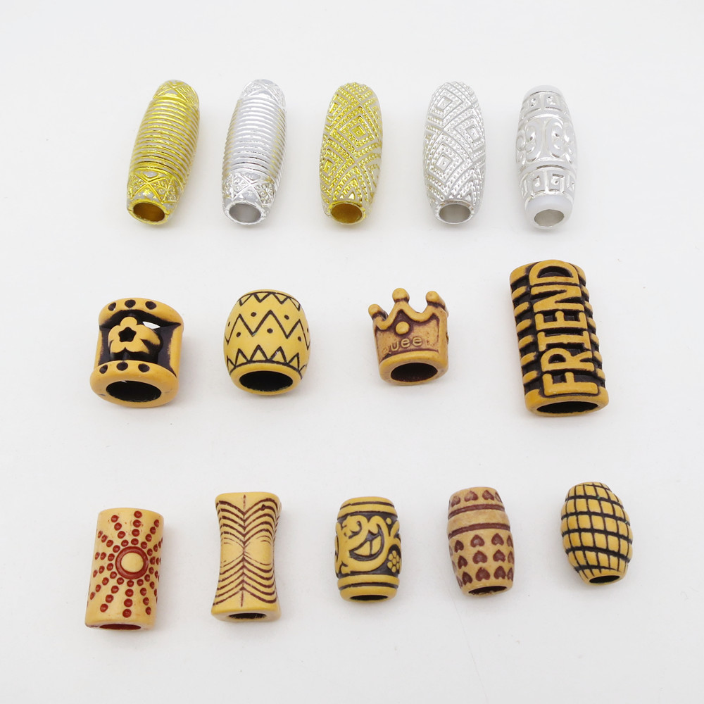 10 stk hår smykker flet ringe dekorationsvedhæng dreadlocks skæg perler ringe imiteret træ plastik perler tilbehør