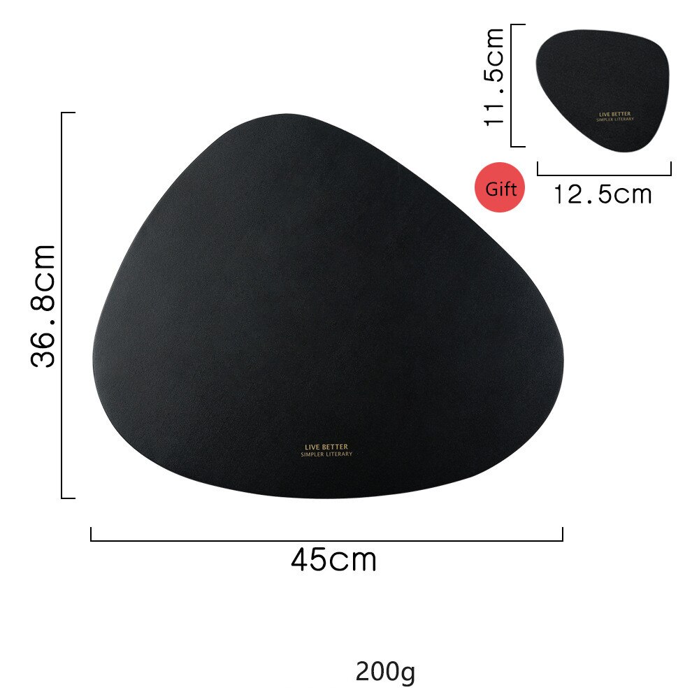 Tableware Pad Placemat Table Mat PU Leather Heat Insulation Non-Slip Simple Placemats Disc Coaster Placemat for Dining Table: Black