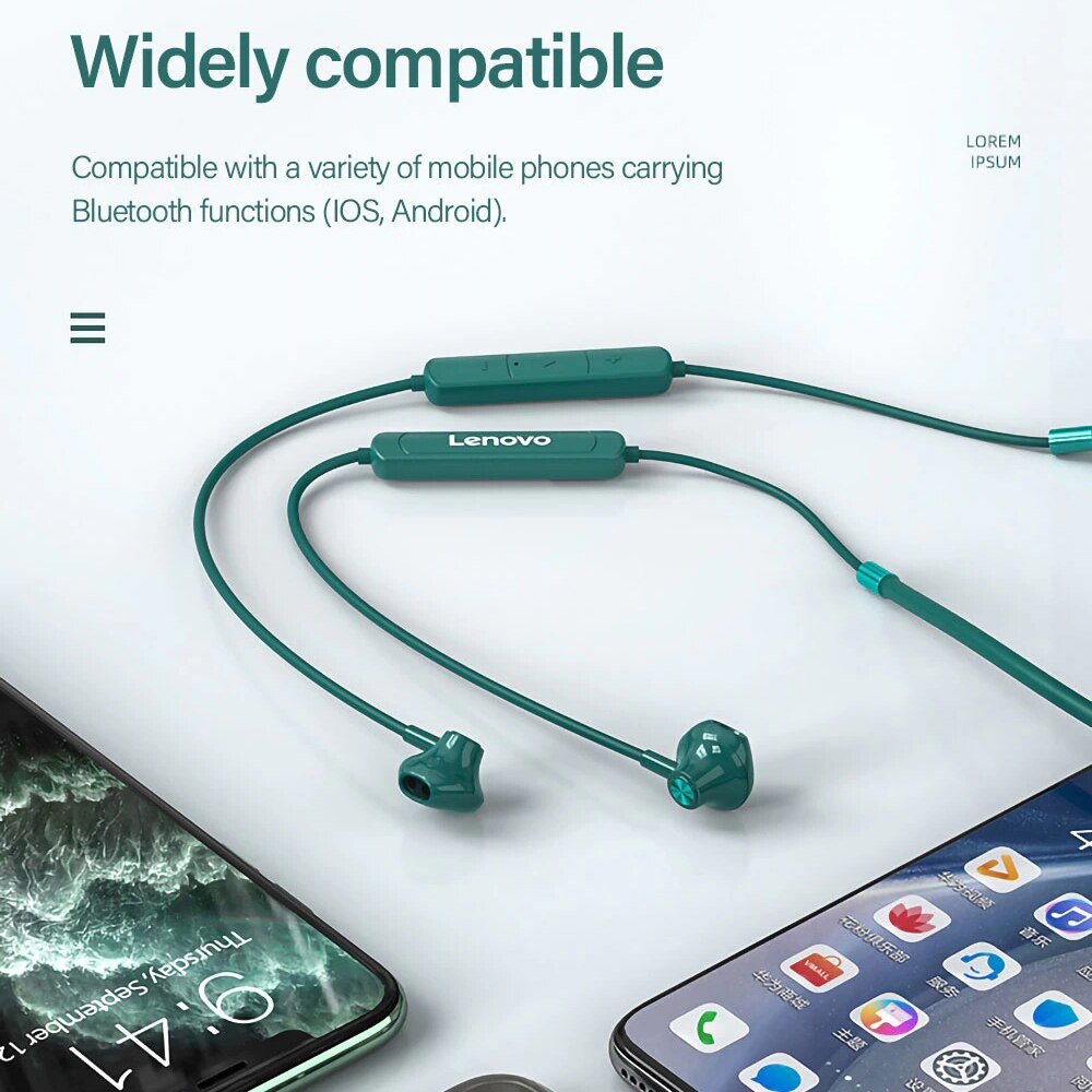 Lenovo-auriculares inalámbricos SH1 originales, cascos con Bluetooth 5,0, IPX5 resistentes al agua, magnéticos, con banda para el cuello, deportivos